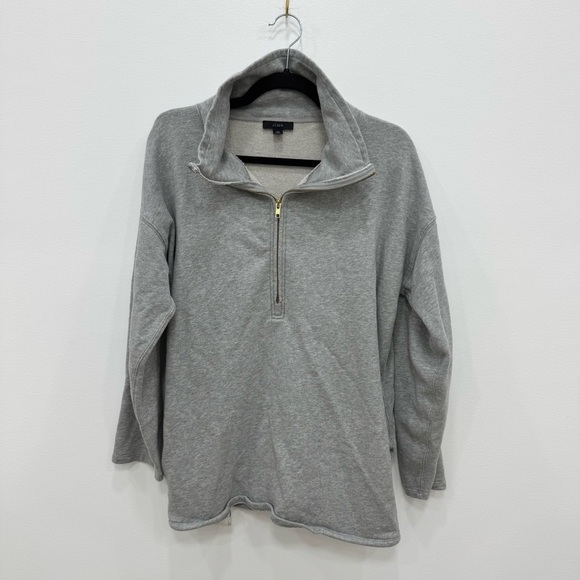J.Crew gray soft terry pullover top sweatshirt half zip Sz XS - Picture 3 of 6